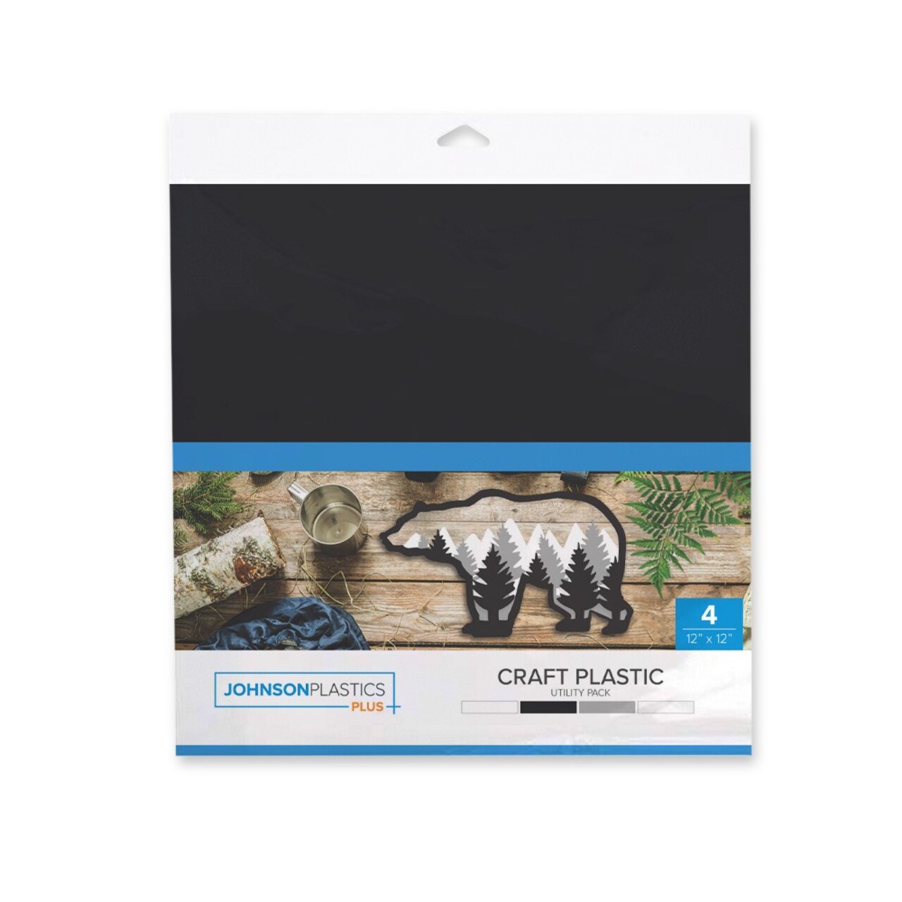Craft Plastic Sheet Pack, Utility Pack - 4 sheets per pack (White, Black, Clear, Grey)